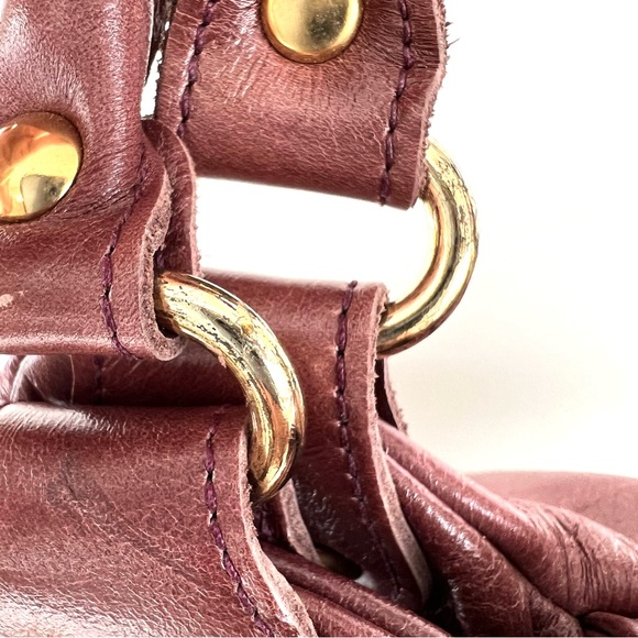 FOLEY + CORINNA Brownish Leather Gold Hardware Unique Large Shoulder Bag Satchel - Picture 12 of 16